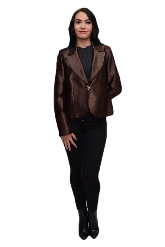 Sacou office din saten, D&J Exclusive, Maro inchis