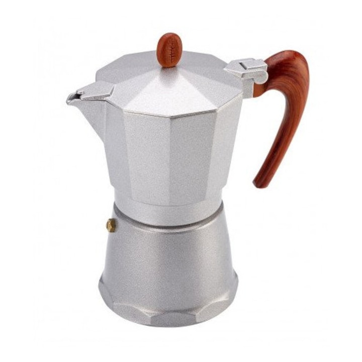 Cafetiera Moka LODOS G.A.T. Splendida 3, aluminiu, argintiu/maro, 3 cani