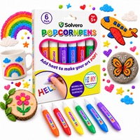Set 6 Carioci Solvero, 3D magice pufoase pentru copii, pixuri de desen cu bule de popcorn DIY, non-toxic, markere 3d pentru arta, felicitari, cadouri de ziua de nastere si Craciun, multicolor