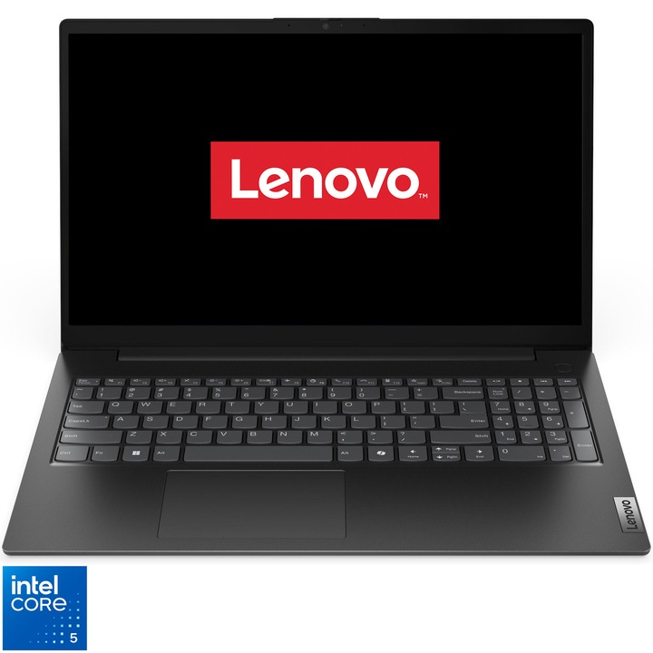 Laptop Lenovo V15 G5 IRL cu procesor Intel Core™ 5 210H pana la 4.80 GHz, 15.6" FHD IPS, 16GB RAM, 512GB SSD, Intel® Graphics, No OS, Business Black
