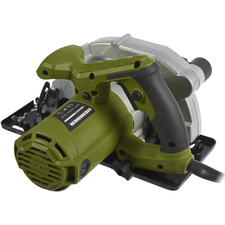 Fierastrau circular Heinner, 1400 W, 230 V, 5000 RPM, 185 mm diametru disc + sina ghidaj + set perii carbune + imbus