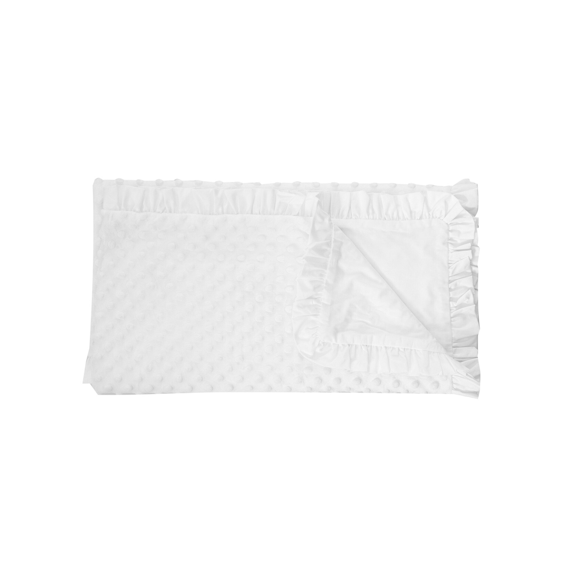 Paturica soft, cu volanase, alba, 80x100cm