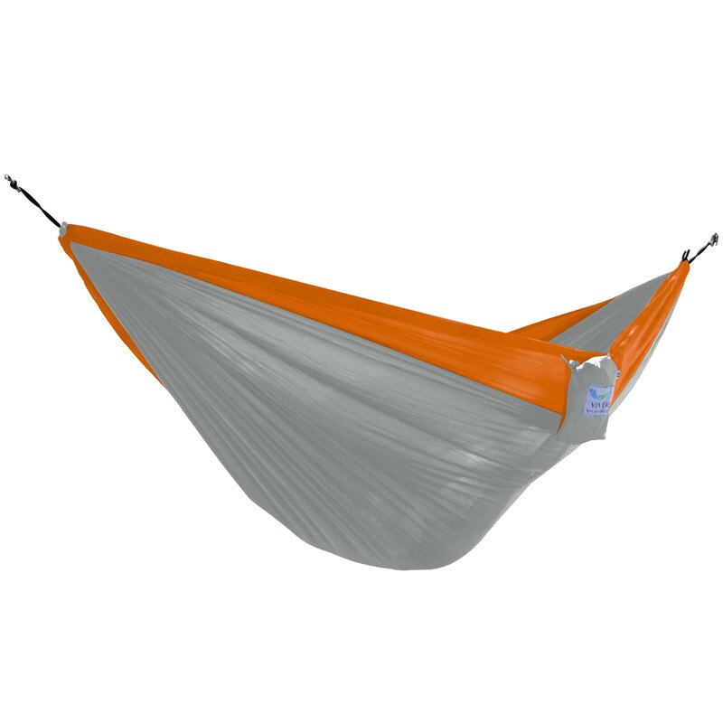 Hamac dublu pentru drumetii Vivere Parachute, Nylon, 330 x 180 cm, Oranj/Gri