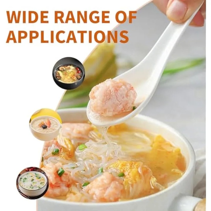 Lingura ceramica, lingura de supa chinezeasca, set de lingurite pentru supa Ramen, lingura de zahar, lingura de supa asiatica pentru galuste Pho, wonton, taitei Miso, lingurite de supa