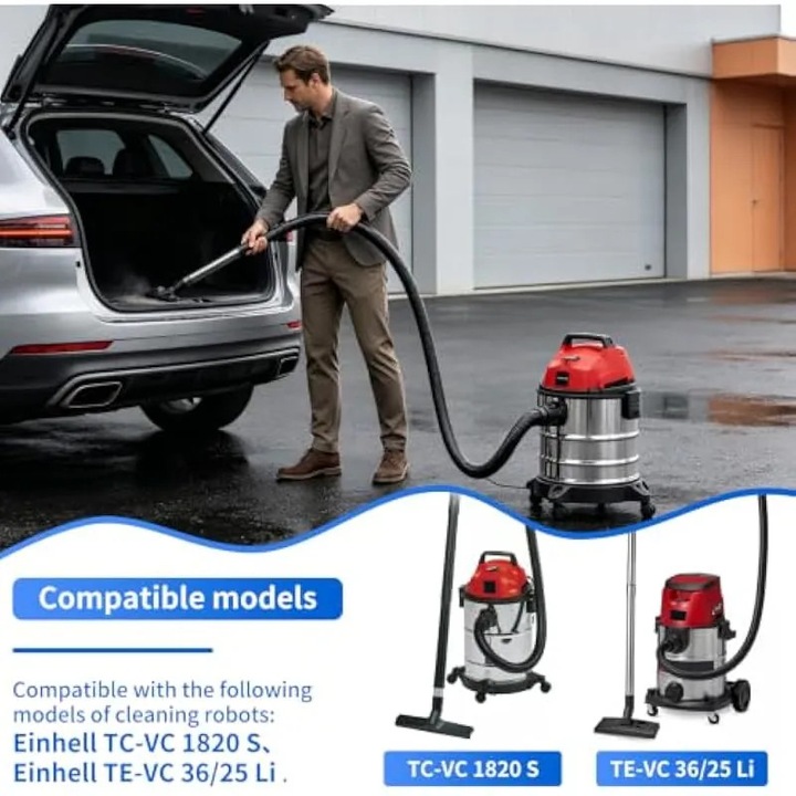 3 x Sac filtru albastru pentru aspirator umed si uscat compatibil cu Einhell TC-VC 1820 S si TE-VC 36/25 Li, filtru textil lavabil si reutilizabil pentru garaj, atelier, subsol, masina, casa