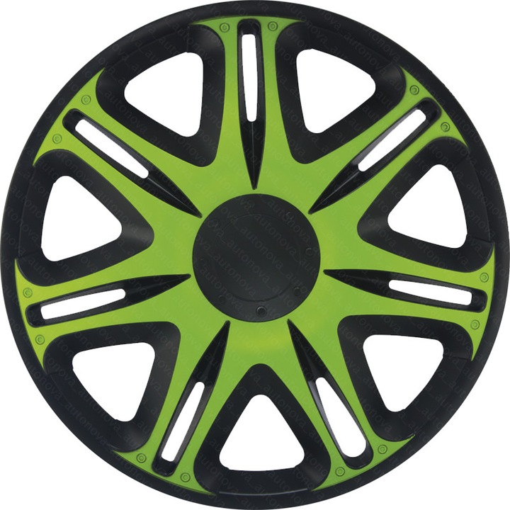 14" Dísztárcsa Nascar Green-Black (4 darabos garnitúra)