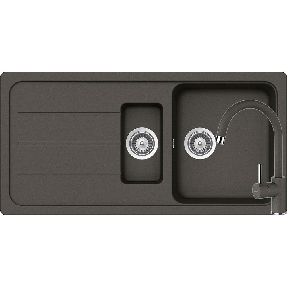 Kit chiuveta Schock Formhaus D-150L 1000 x 500 mm si baterie Schock Plutos Asphalt Cristalite