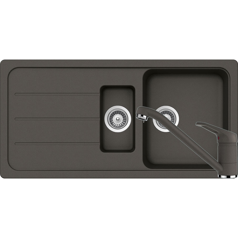 Kit chiuveta Schock Formhaus D-150L 1000 x 500 mm si baterie Schock Cosmo Asphalt Cristalite