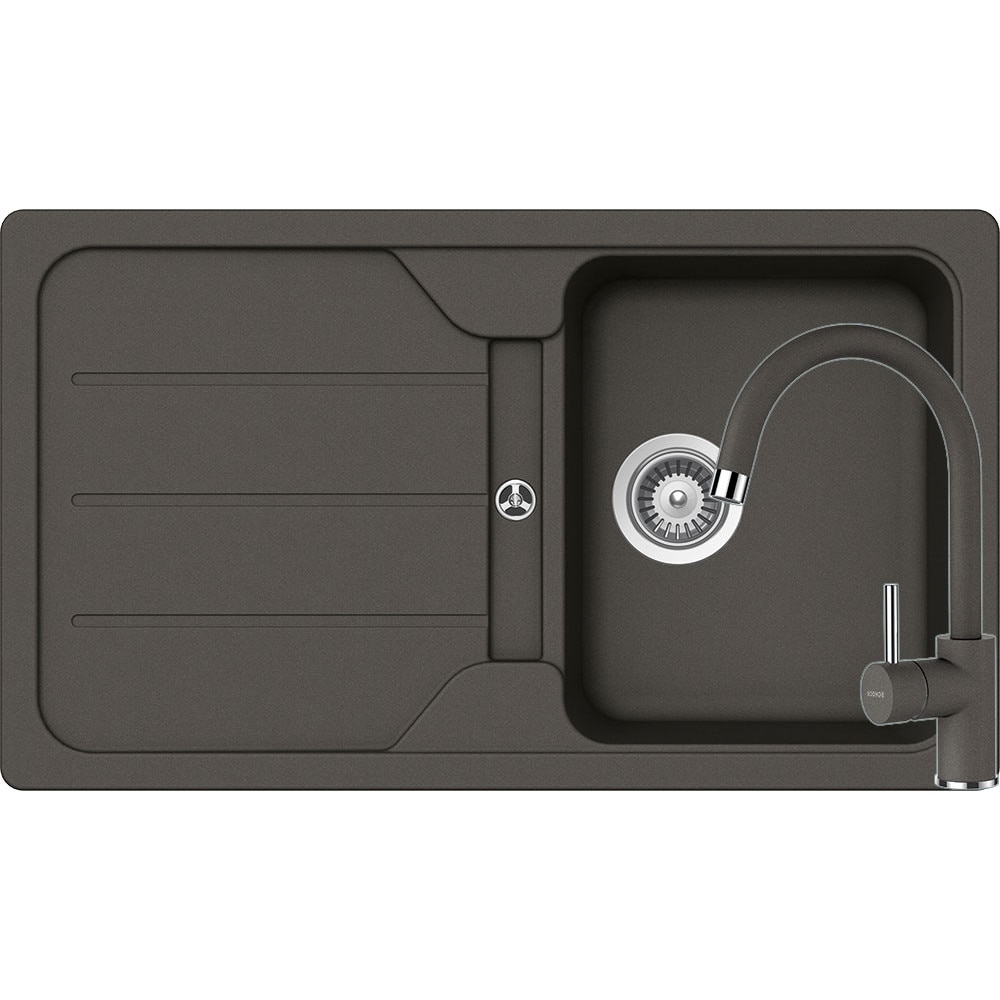 Kit chiuveta Schock Formhaus D-100 860 x 500 mm si baterie Schock Plutos Asphalt Cristalite