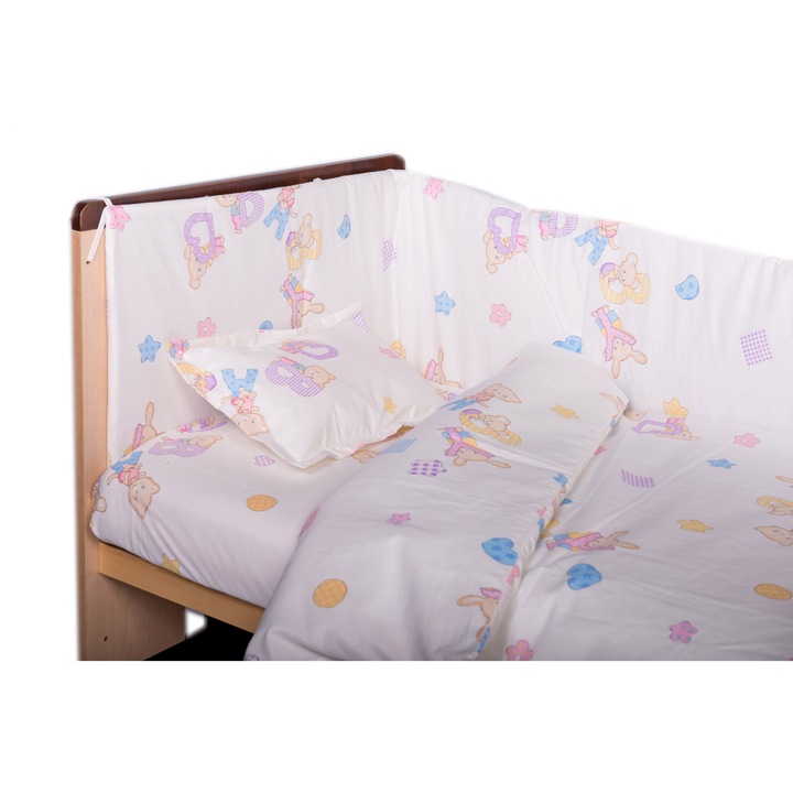 Garnitura de pat completa, Amoras Deluxe - 7 piese, Baby love, mov