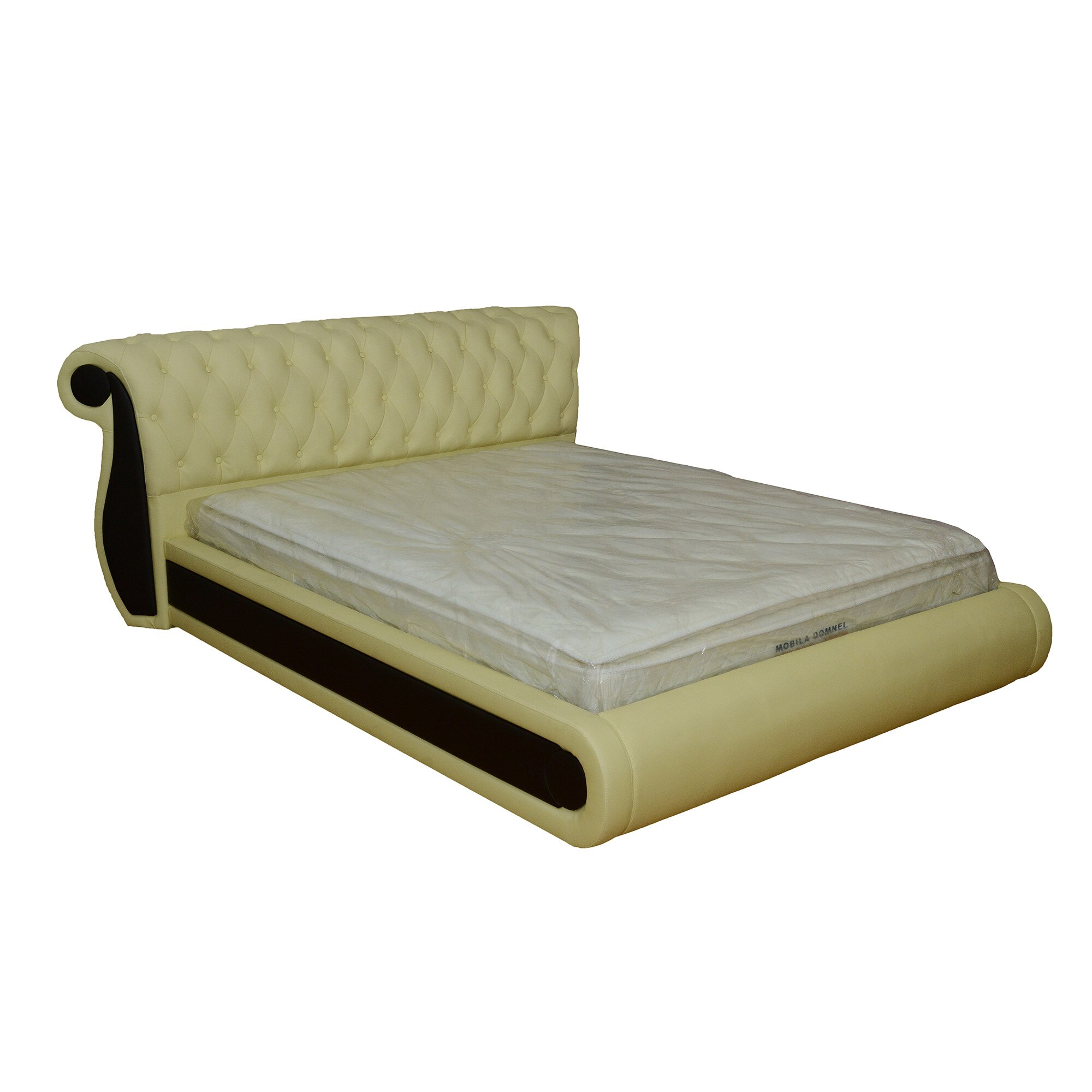 Pat Md 7038 Royall,160 x 200,galben/maro,Piele naturala suprafata de contact a tabliei