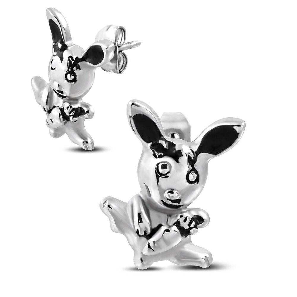 Cercei inox iepurasi cu morcovi - BeSpecial 8798, 1,9, Argintiu