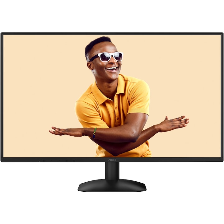Monitor LED AOC 27B31H, 27", FHD (1920×1080), IPS, 120Hz, 4ms (GTG), 1ms (MPRT), 300 cd/m², 116.49% sRGB, 91.2% DCI-P3, Flicker-Free, Low Blue Light, Adaptive-Sync, HDMI 1.4, VGA, Boxe, Tilt, VESA 100×100 mm, Negru