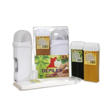 Set complet Depilet pentru epilat, 2 rezerve de ceara, 20 stripsuri de hartie, ulei hidratant Set complet Depilet pentru epilat, 2 rezerve de ceara, 20 stripsuri de hartie, ulei hidratant