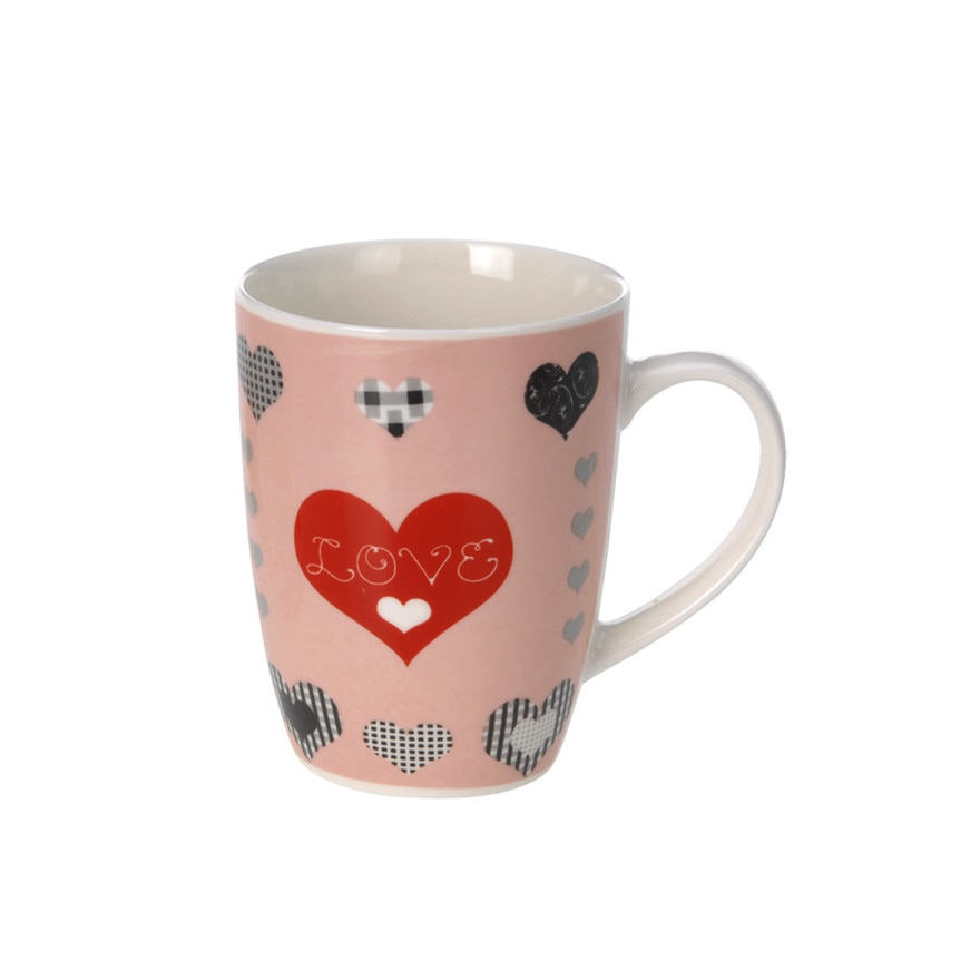 Cana ceramica, roz, mesaj Love , 300 ml