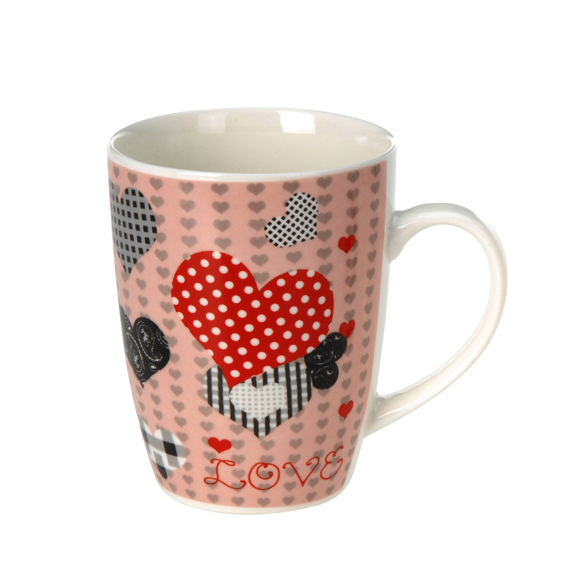 Cana ceramica, roz, Love, 300 ml