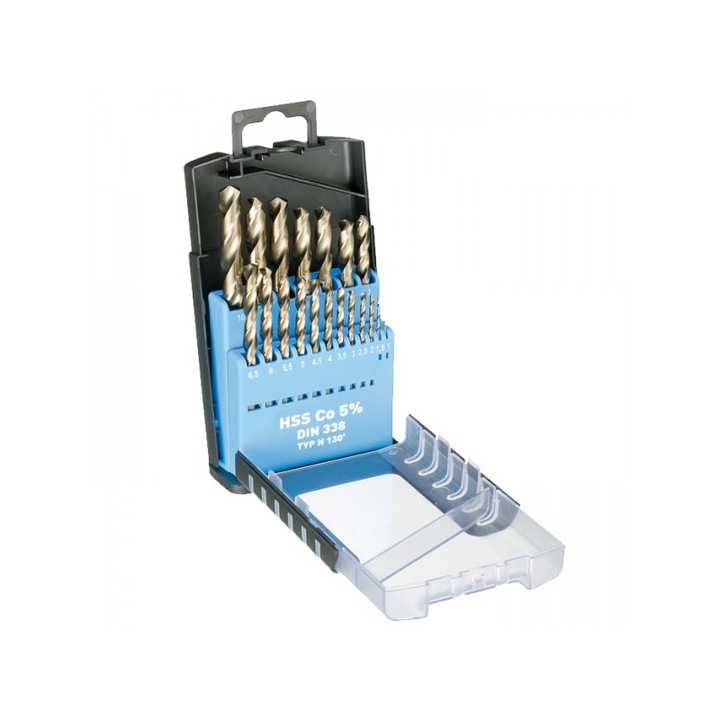 Set 19 burghie HSS Co Rectificate DIN 338