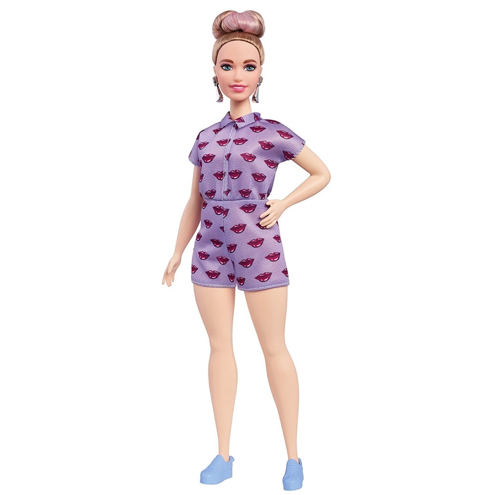 Papusa Mattel Barbie Fashionistas cu pantaloni scurti mov 75
