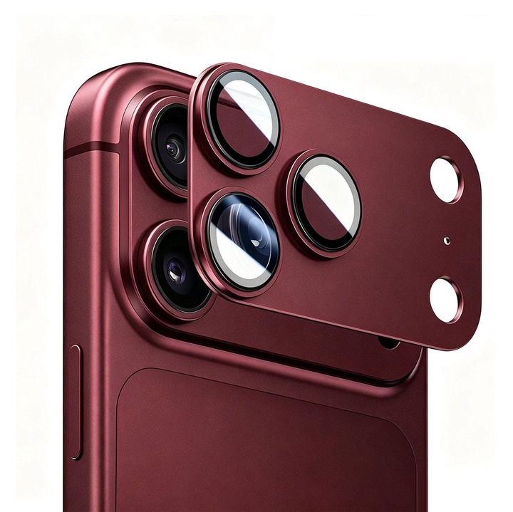 Folie Camera pentru iPhone 17 Pro Max, Protec?ie din Sticl?, Visiniu