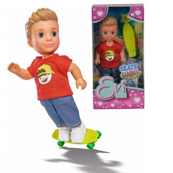 Papusa Timmy pe skateboard, Simba, Multicolor, 3 ani+ Papusa Timmy pe skateboard, Simba, Multicolor, 3 ani+