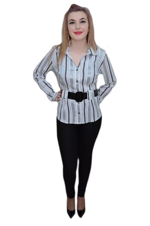 Camasa clasica de birou, imprimeu dungat, D&J Exclusive, Gri