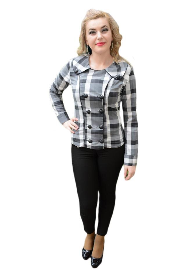 Camasa cu carouri si nasturi mari, D&J Exclusive, Multicolor