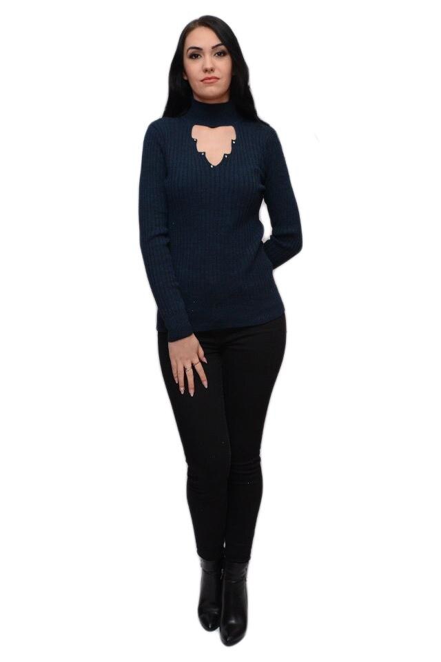 Bluza de toamna-iarna cu maneca lunga, D&J Exclusive, Albastru marin