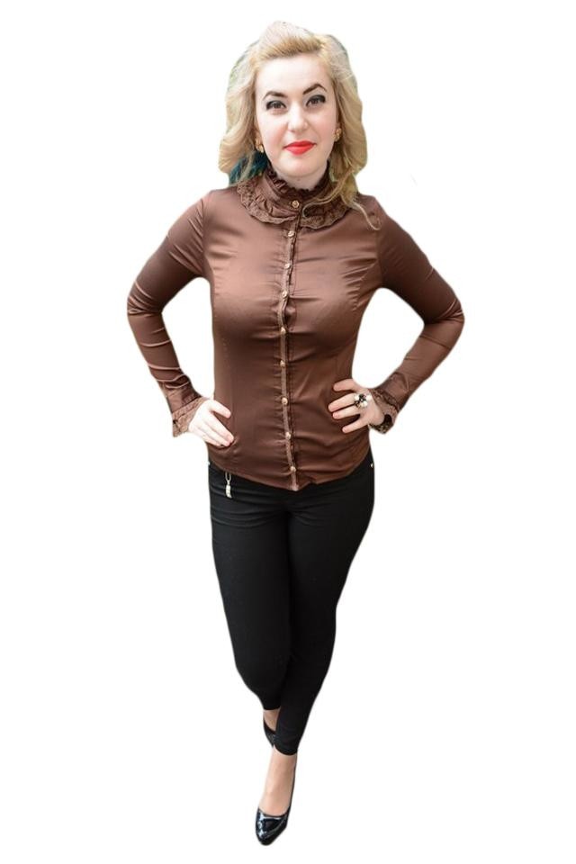 Camasa casual-eleganta cu maneca lunga, D&J Exclusive, Maro