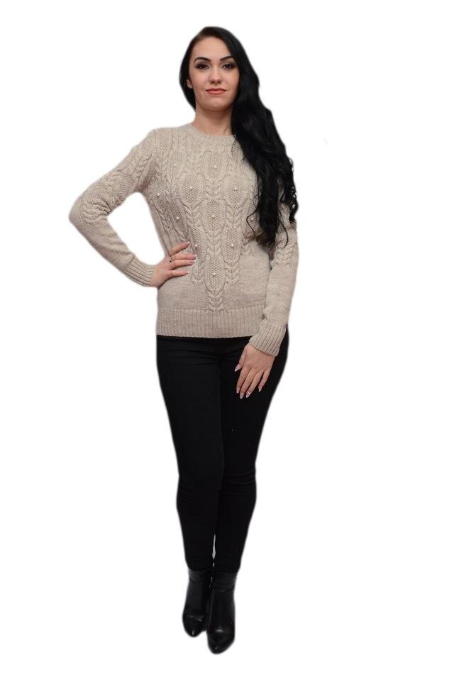 Bluza lejera din material gros, tricotat, D&J Exclusive, Bej