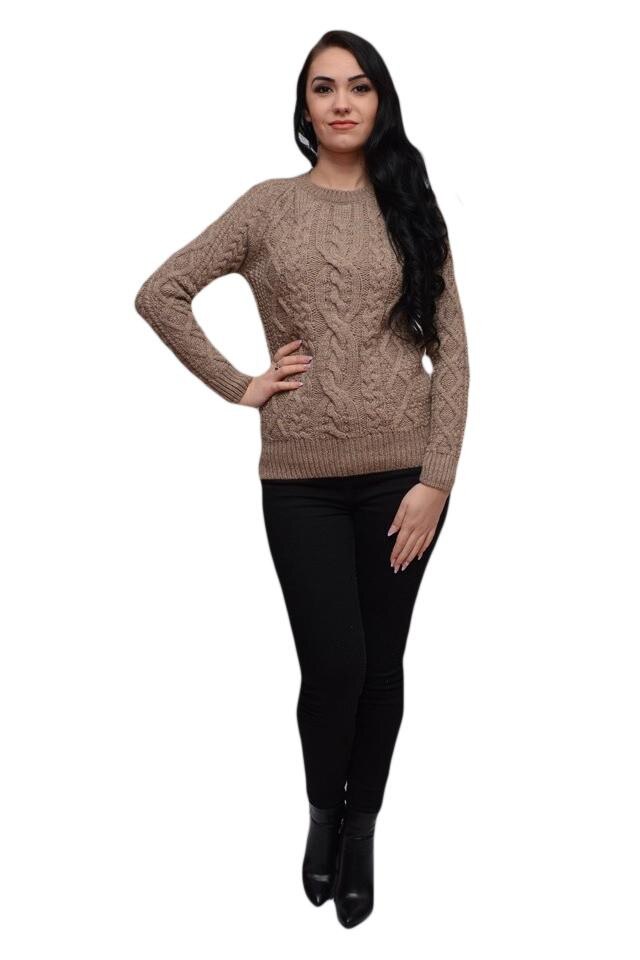Bluza tricotata practica si calduroasa, D&J Exclusive, Maro