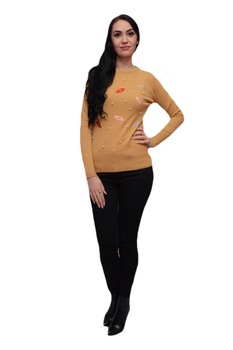 Bluza feminina cu broderie si margele, D&J Exclusive, Mustariu Bluza feminina cu broderie si margele, D&J Exclusive, Mustariu