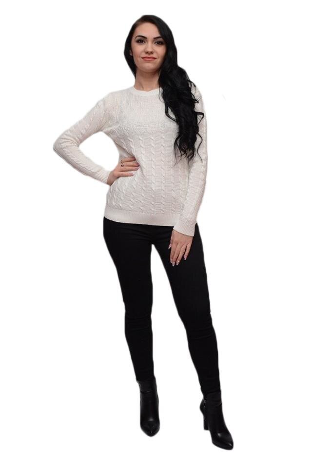 Bluza cu mansete normale, material tricotat, D&J Exclusive, Alb