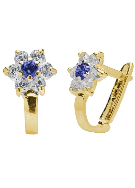 Позлатени сребърни обеци 925 с цветя и цирконий за деца