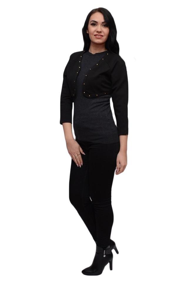 Bolero decorat cu tinte mici aurii, D&J Exclusive, Negru