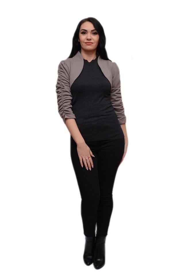 Bolero cu maneci trei-sferturi, D&J Exclusive, Gri