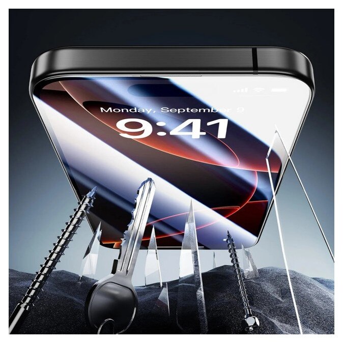 Pachet 3 x Folie Sticla Esr Armorite Compatibila Cu iPhone 18 Pro, Aplicator Inclus, Montaj Usor, Transparenta Cu Rama Neagra