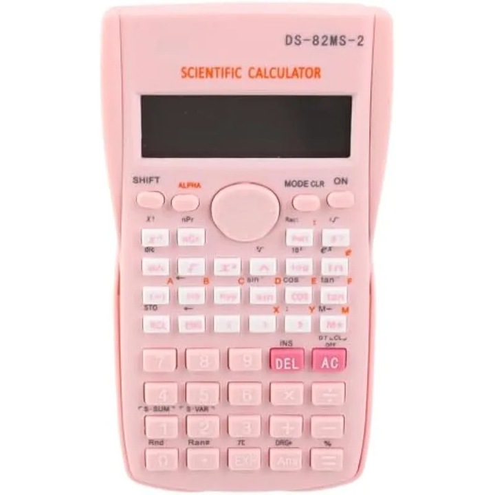 Научен калкулатор DS-82MS-2, 240 функции, 12 цифри, 2-редов екран, твърд плъзгащ се капак, розов