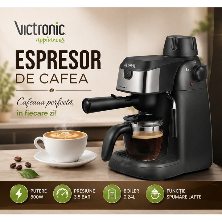 Espressor cafea macinata si capsule 8in1 Oliver Voltz OV51171M8R, 1450W, 19 bar, Alb/Auriu