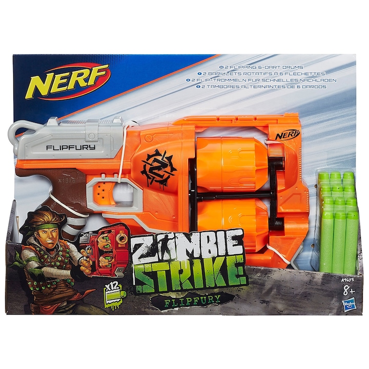 Pistol de jucarie Nerf Blaster Flipfury Zombie