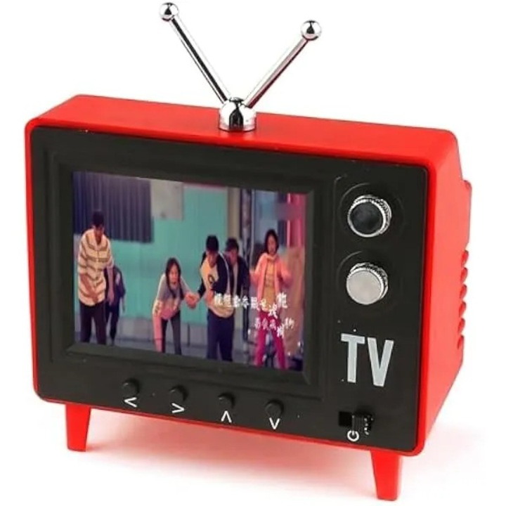Мини ретро телевизор K0569-260909-2049-AMC, 2.4 инча HD IPS екран, 8GB памет, 1500 mAh батерия, USB-C зареждане, функционална антена, червен