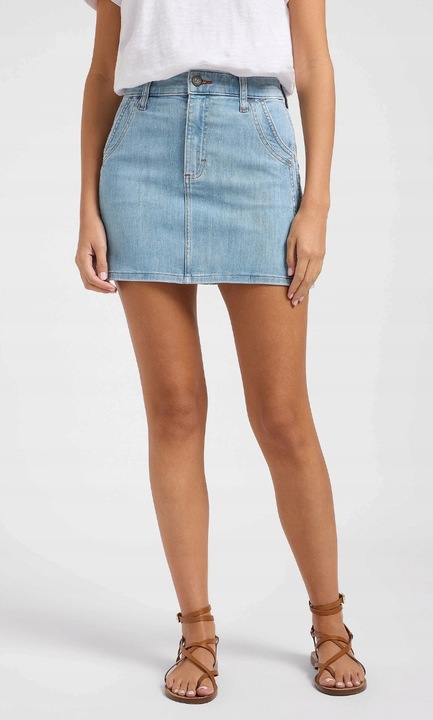 Мини пола Lee Double Seamed синя еластичен памук