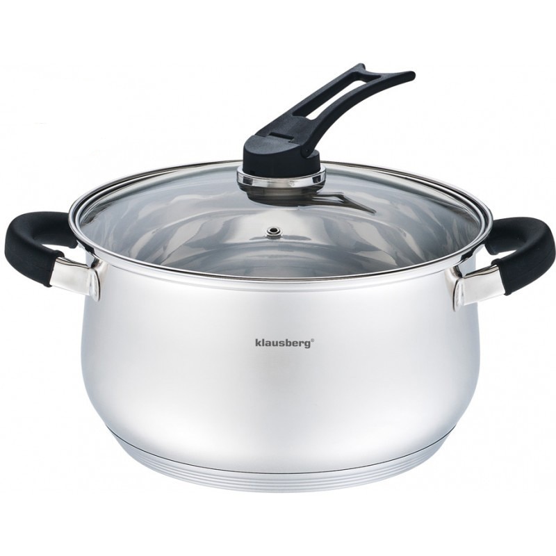 Oala inox Klausberg, diametru 24 cm, capacitate 5.8 litri, capac, inductie