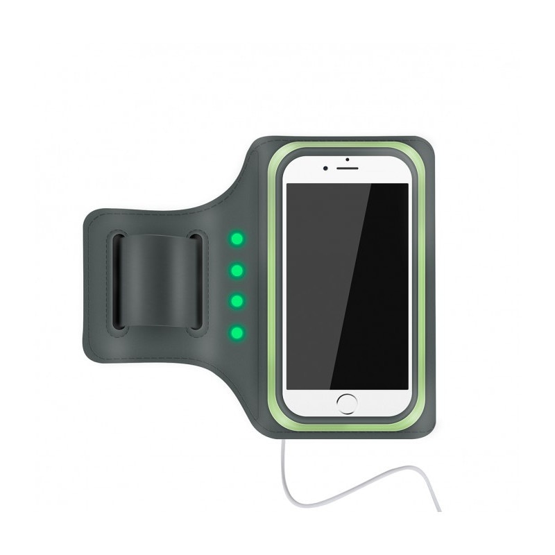 Suport Fitness pentru brat 5,5'' Astrum AB550 Banda LED-uri (nu necesita incarcare) Negru/Verde