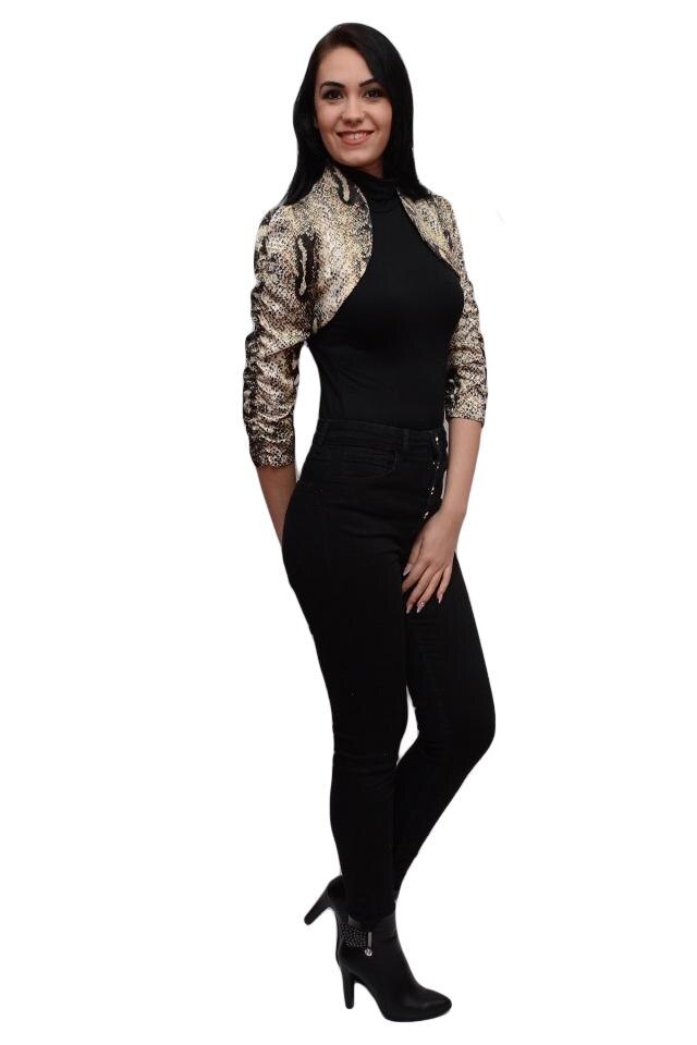 Bolero elegant cu imprimeuri , D&J Exclussive, Maro