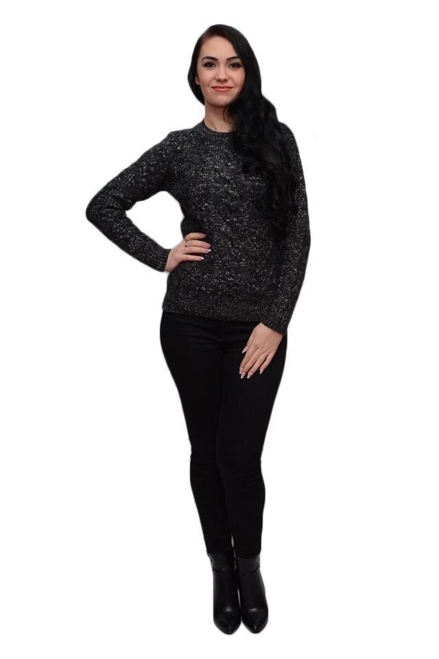 Bluza tricotata practica si calduroasa, D&J Exclusive, Gri inchis