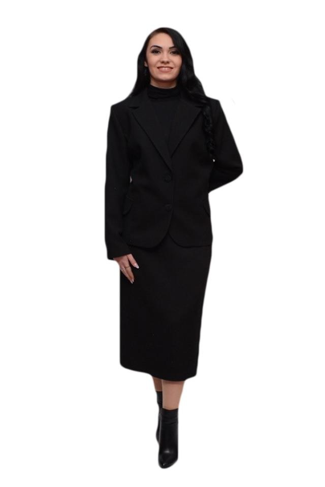 Costum cu fusta medie si sacou , D&J Exclusive, Negru