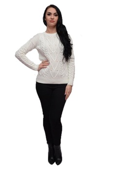 Bluza lejera, cu diferite modele de tricot si margele aplicate, D&J Exclusive, Alb Bluza lejera, cu diferite modele de tricot si margele aplicate, D&J Exclusive, Alb