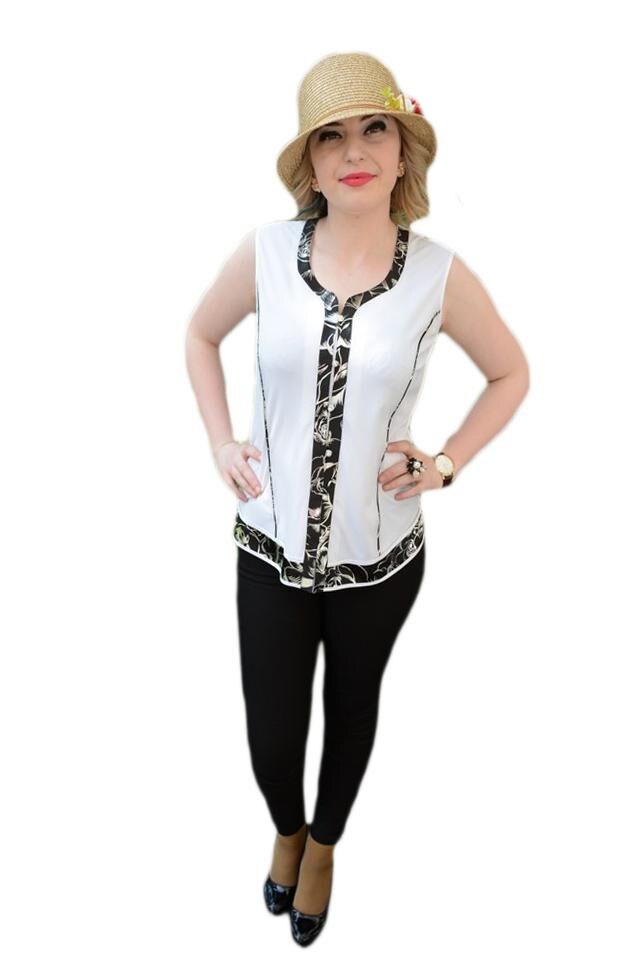 Top de ocazie cu imprimeu lucios, D&J Exclusive, Alb