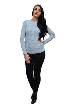 Bluza rafinata cu model, realizata din tricot, fir usor lucios, D&J Exclusive, Albastru Bluza rafinata cu model, realizata din tricot, fir usor lucios, D&J Exclusive, Albastru
