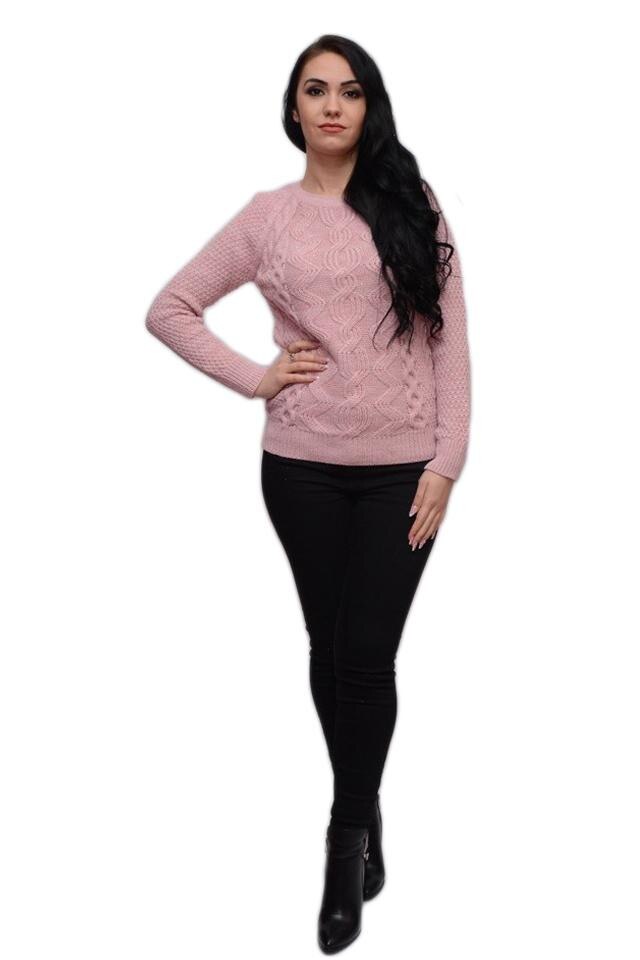 Bluza rafinata cu model, realizata din tricot, fir usor lucios, D&J Exclusive, Roz